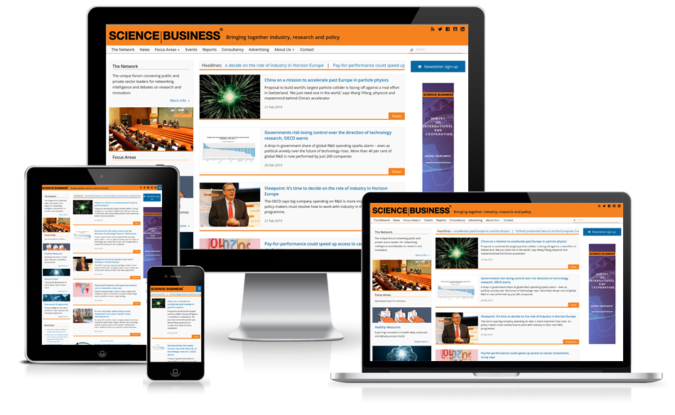 ScienceBusiness.net is a responsive Drupal 8 Website