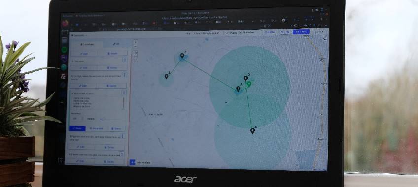 A computer screen showing markers on a map